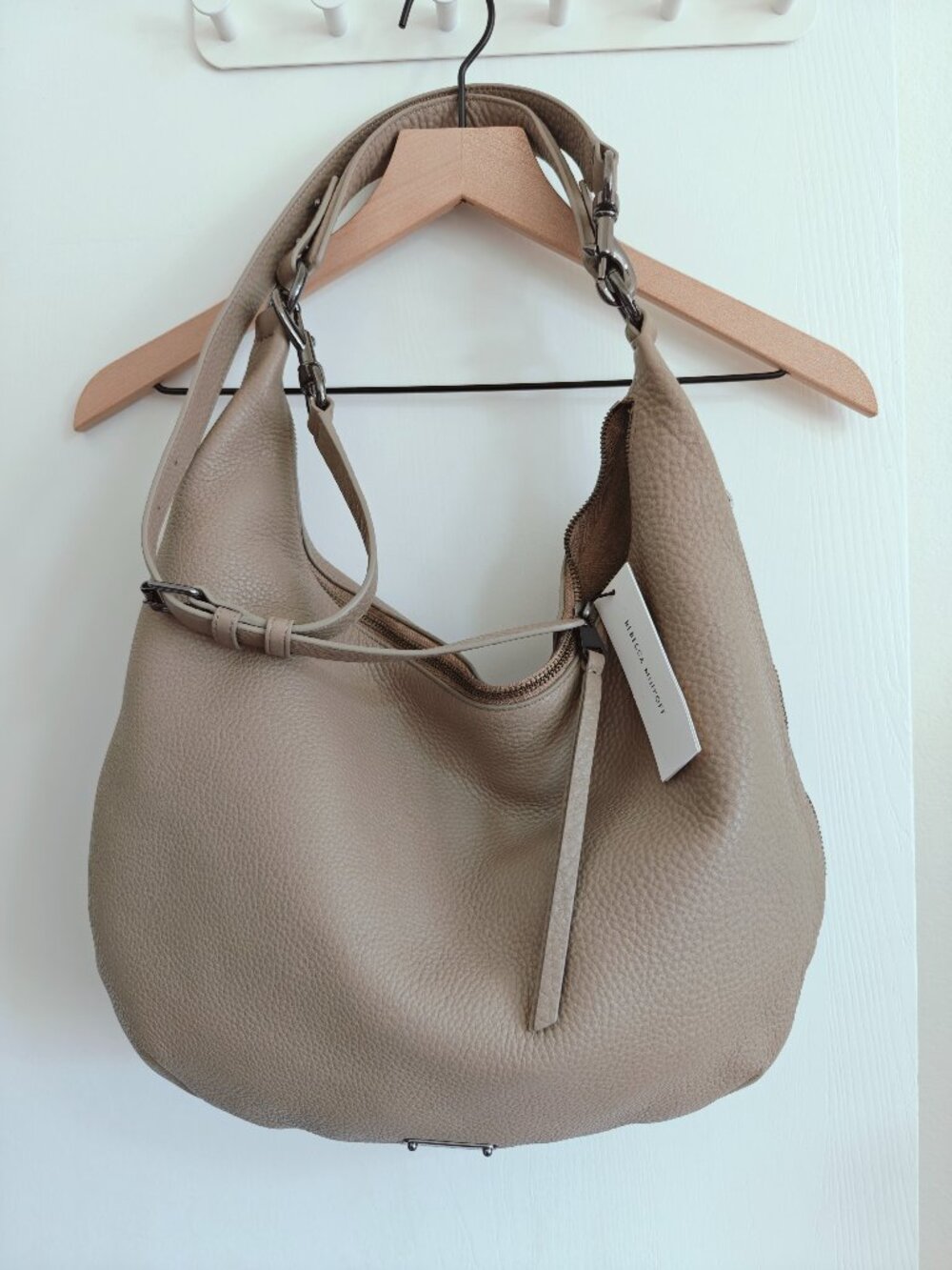 Rebecca Minkoff Michelle Hobo Sandrift Pebbled Leather Bag NWT $298